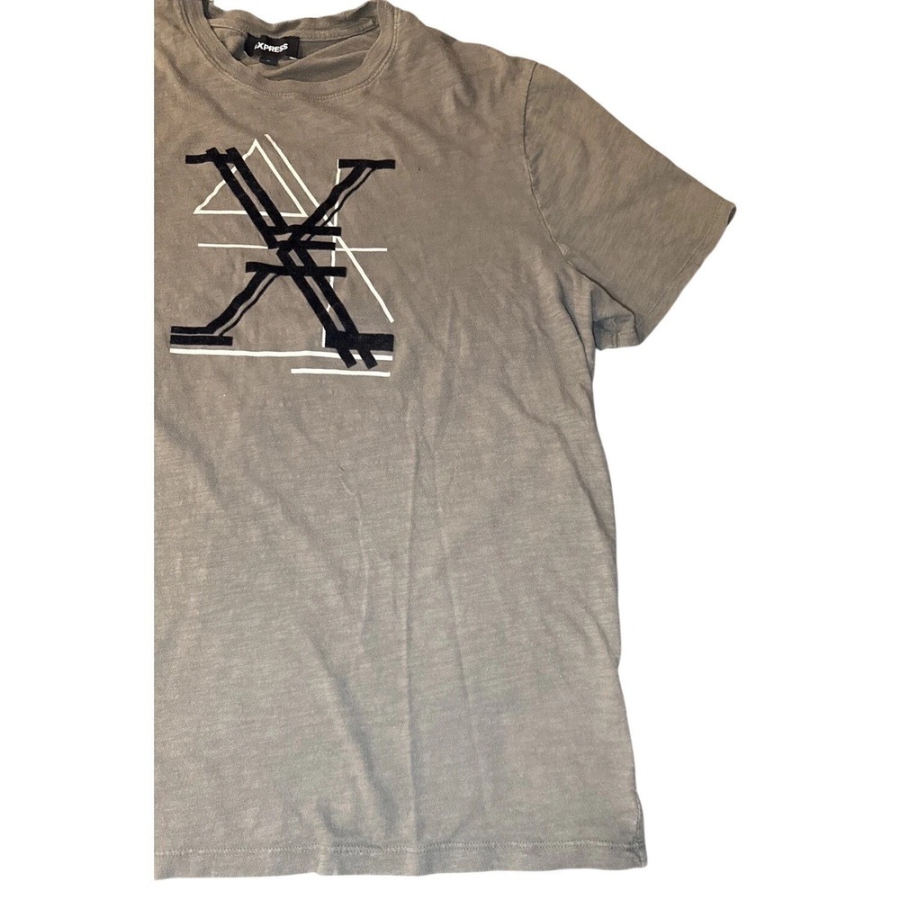 Express Graphic T Shirt Mens XL Olive Green Logo Abstract Streetwear Urban - Picture 3 of 12